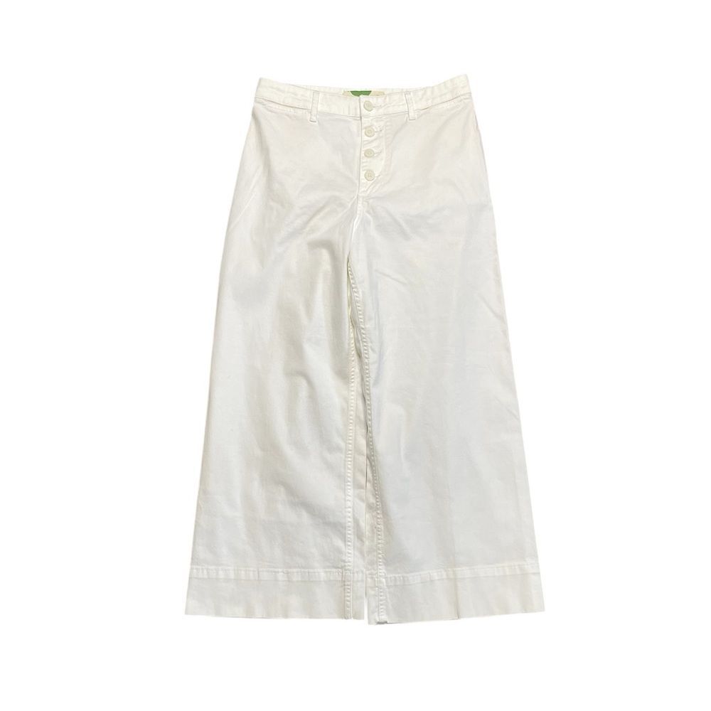 ANTHROPOLOGIE White Wide Leg High Rise Cropped Pants Size 6